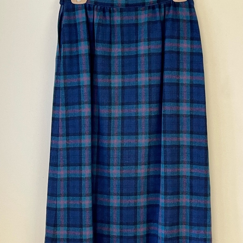Vintage Pendleton Plaid Wool Midi A-Line Skirt - Picture 3 of 6